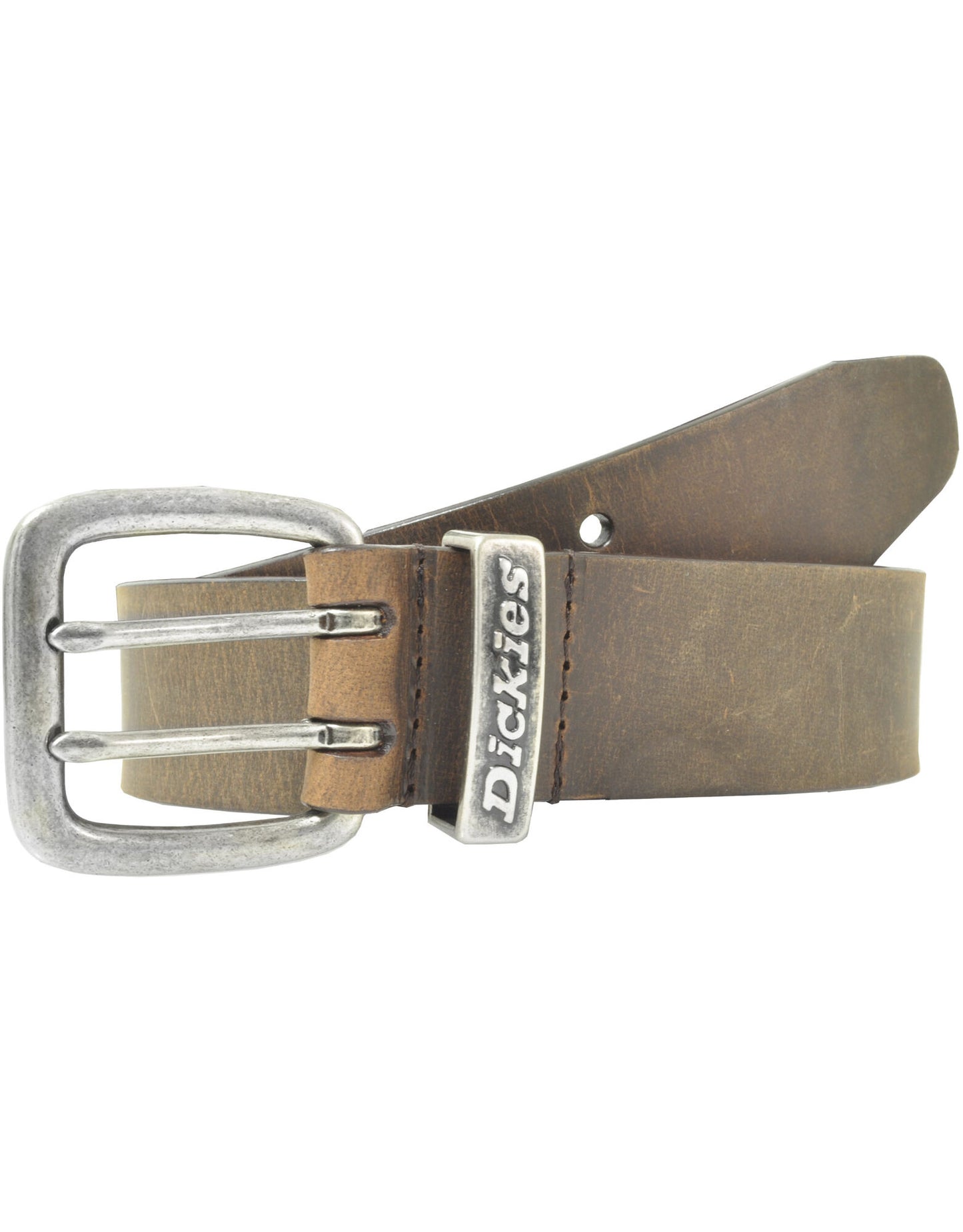 Double Prong Buckle Leather Belt, Black
