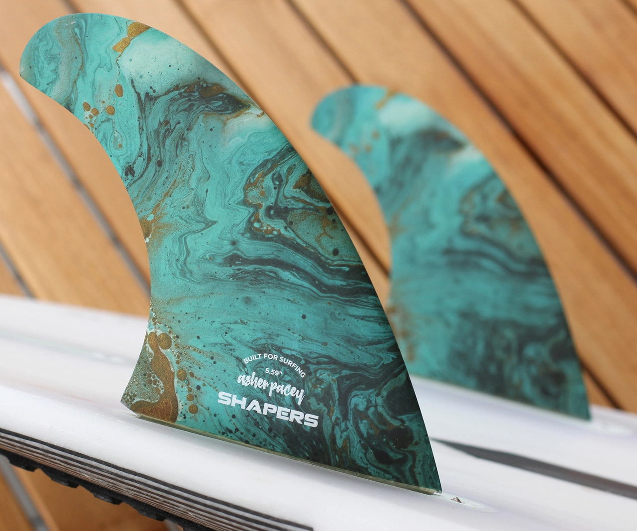 Juego de 2 Quillas Asher Pacey 5.59" Twin Fin (Futures) - Turquesa